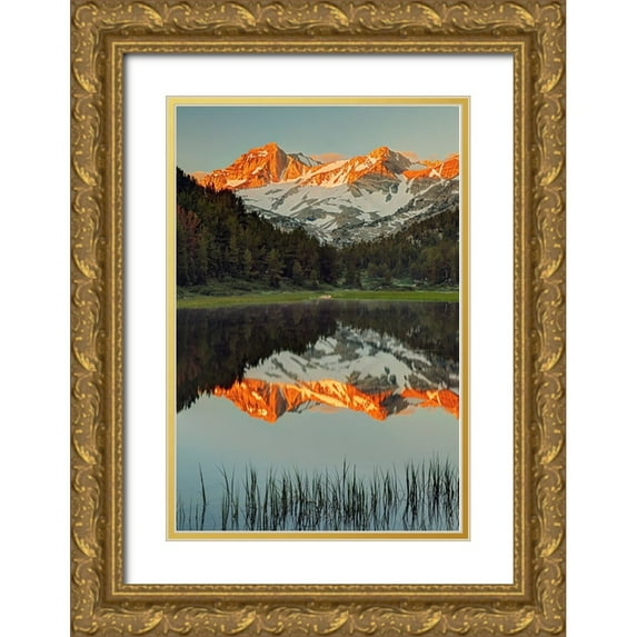 Jones, Adam 23x32 Gold Ornate Wood Framed with Double Matting Museum Art Print Titled - Alpine tarn-Tuolumne Meadows sunrise-Yosemite National Park-California