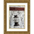 thumbnail image 1 of Jones, Adam 23x32 Gold Ornate Wood Framed with Double Matting Museum Art Print Titled - Antique lantern hanging on white wall-Shaker Village of Pleasant Hill-Harrodsburg-Kentucky, 1 of 4