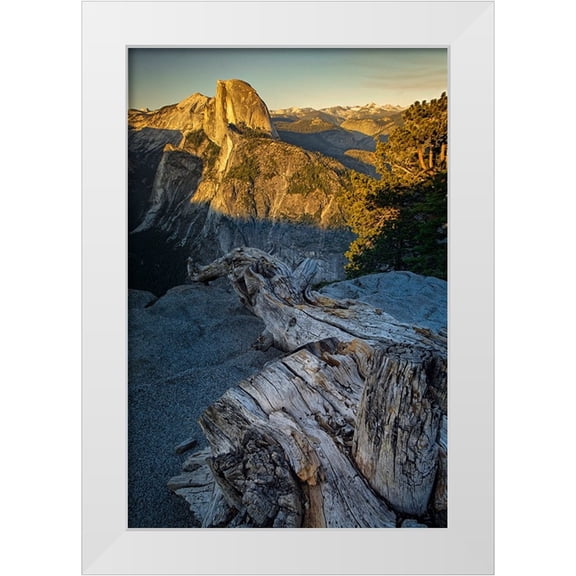 Jones, Adam 23x32 White Modern Wood Framed Museum Art Print Titled - View of Half Dome from Glacier Point at sunset-Yosemite National Park-California