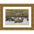 thumbnail image 1 of Jones, Adam 24x17 Gold Ornate Wood Framed with Double Matting Museum Art Print Titled - Burchells Zebra and reflection-Equus burchellii-Serengeti National Park-Tanzania-Africa, 1 of 4