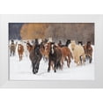 thumbnail image 1 of Jones, Adam 24x17 White Modern Wood Framed Museum Art Print Titled - Rodeo horses running during winter roundup-Kalispell-Montana, 1 of 4