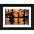 thumbnail image 1 of Jones, Adam 32x23 Black Ornate Wood Framed with Double Matting Museum Art Print Titled - Bald cypress trees silhouetted at sunset Caddo Lake-Uncertain-Texas, 1 of 4