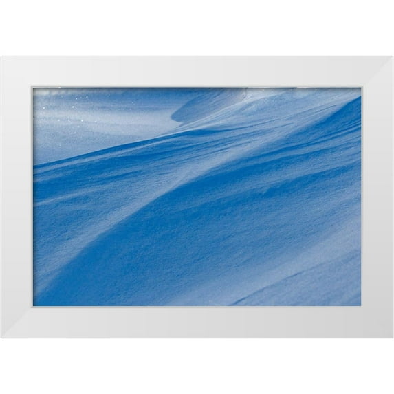 Jones, Adam 32x23 White Modern Wood Framed Museum Art Print Titled - Snowdrift reflecting blue sky-Kalispell-Montana