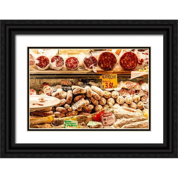 Jones, Alison 18x13 Black Ornate Wood Framed with Double Matting Museum Art Print Titled - Italy-Rome Piazza della Rotunda-meat at Salami Antica