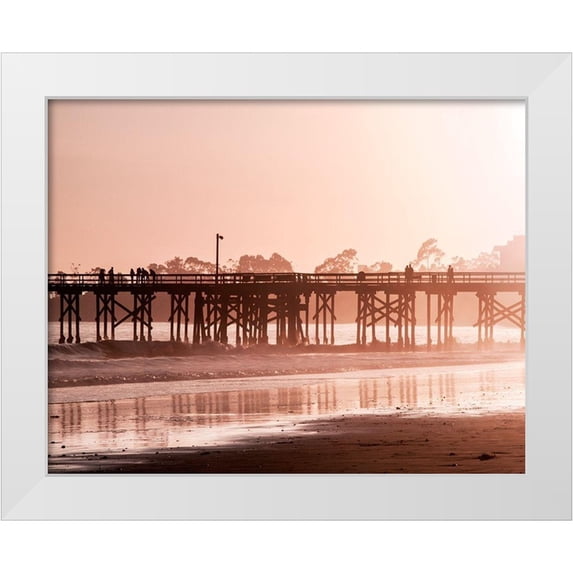 Jones, Alison 18x15 White Modern Wood Framed Museum Art Print Titled - Pier at Sunset