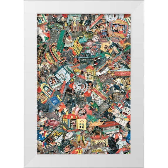 Jones, Bill 23x32 White Modern Wood Framed Museum Art Print Titled - Cast Iron Mechanical Banks 2
