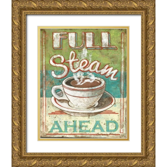 Jones, Catherine 12x14 Gold Ornate Wood Framed with Double Matting Museum Art Print Titled - Full Steam