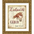 thumbnail image 1 of Jones, Catherine 12x14 Gold Ornate Wood Framed with Double Matting Museum Art Print Titled - Lakeside Cabin, 1 of 4