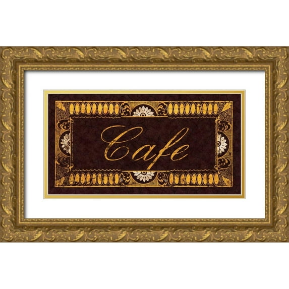 Jones, Catherine 18x11 Gold Ornate Wood Framed with Double Matting Museum Art Print Titled - Cafe