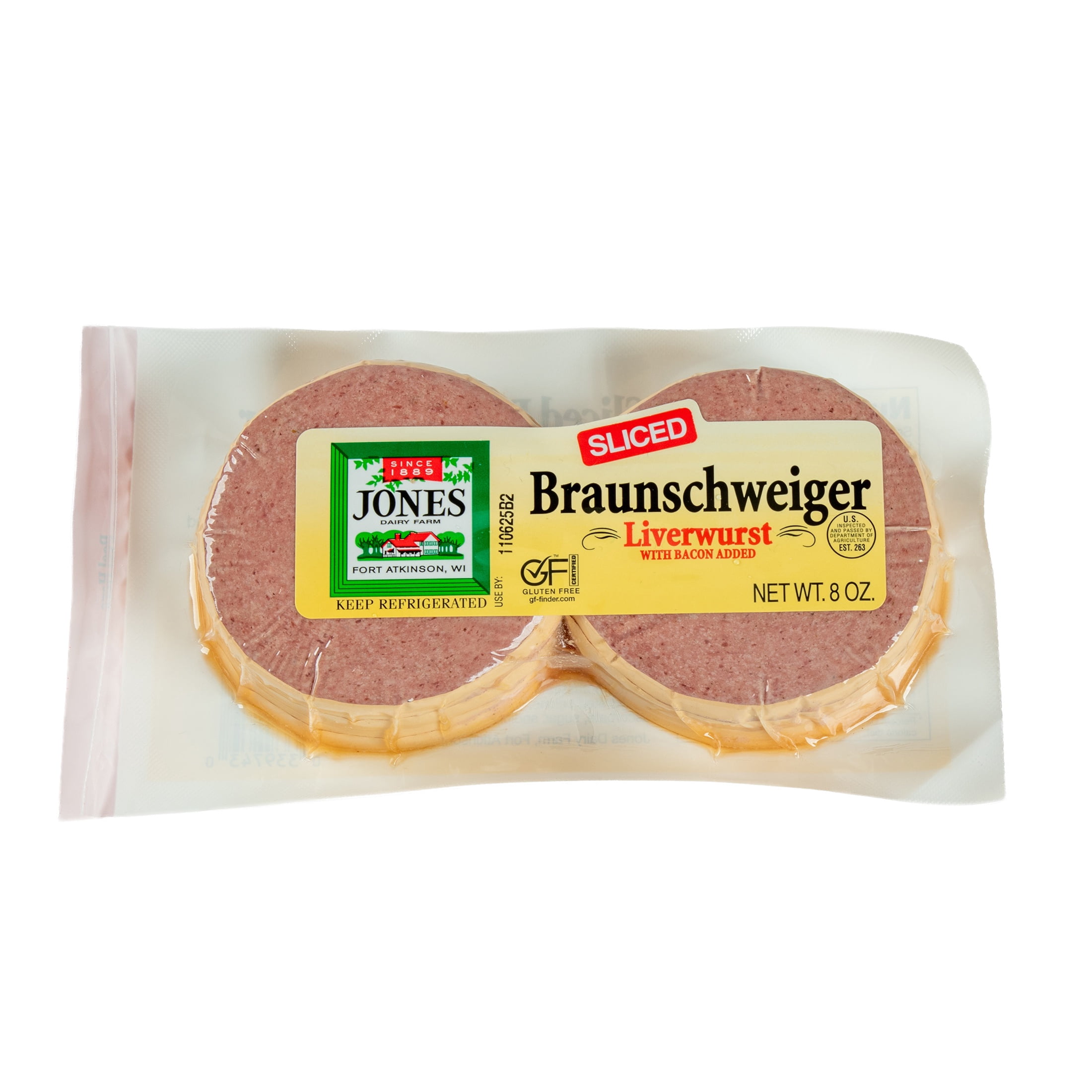 Jones Dairy Farm Sliced Braunschweiger Liverwurst with Pork Liver, 8 oz
