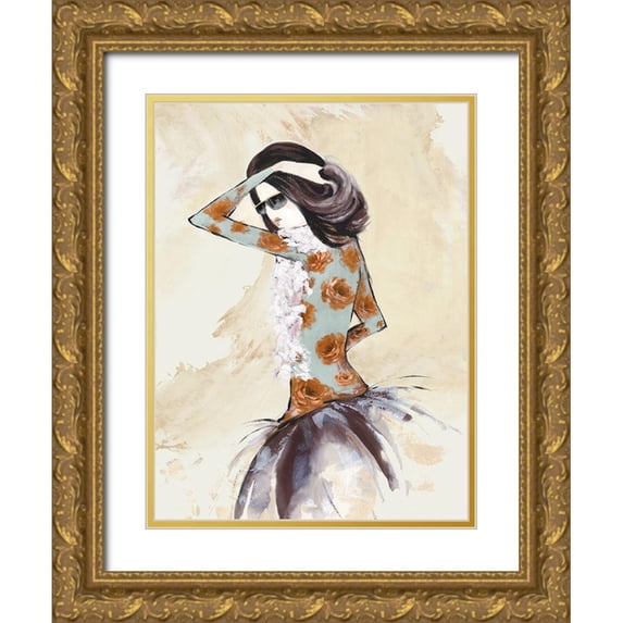 Jones, Eli 12x14 Gold Ornate Wood Framed with Double Matting Museum Art Print Titled - Fashion Lady II