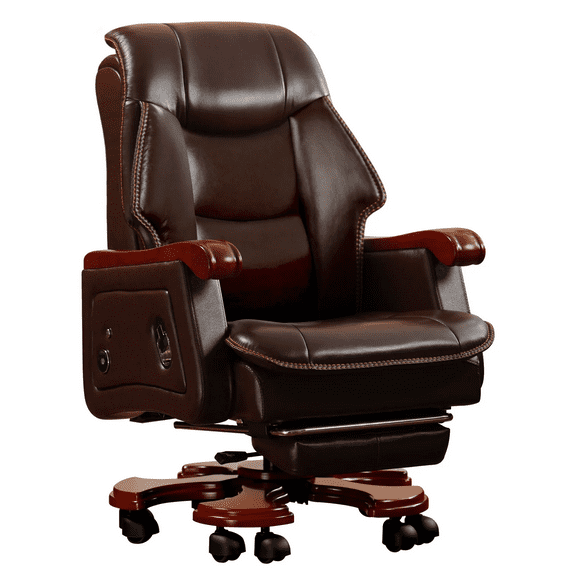 Jones Executive Chair with Massage Big and Tall Home Office Desk Chair Back Task Desk Chair Leather Soft Classic Luxury Boss Executive Swivel Office Chair