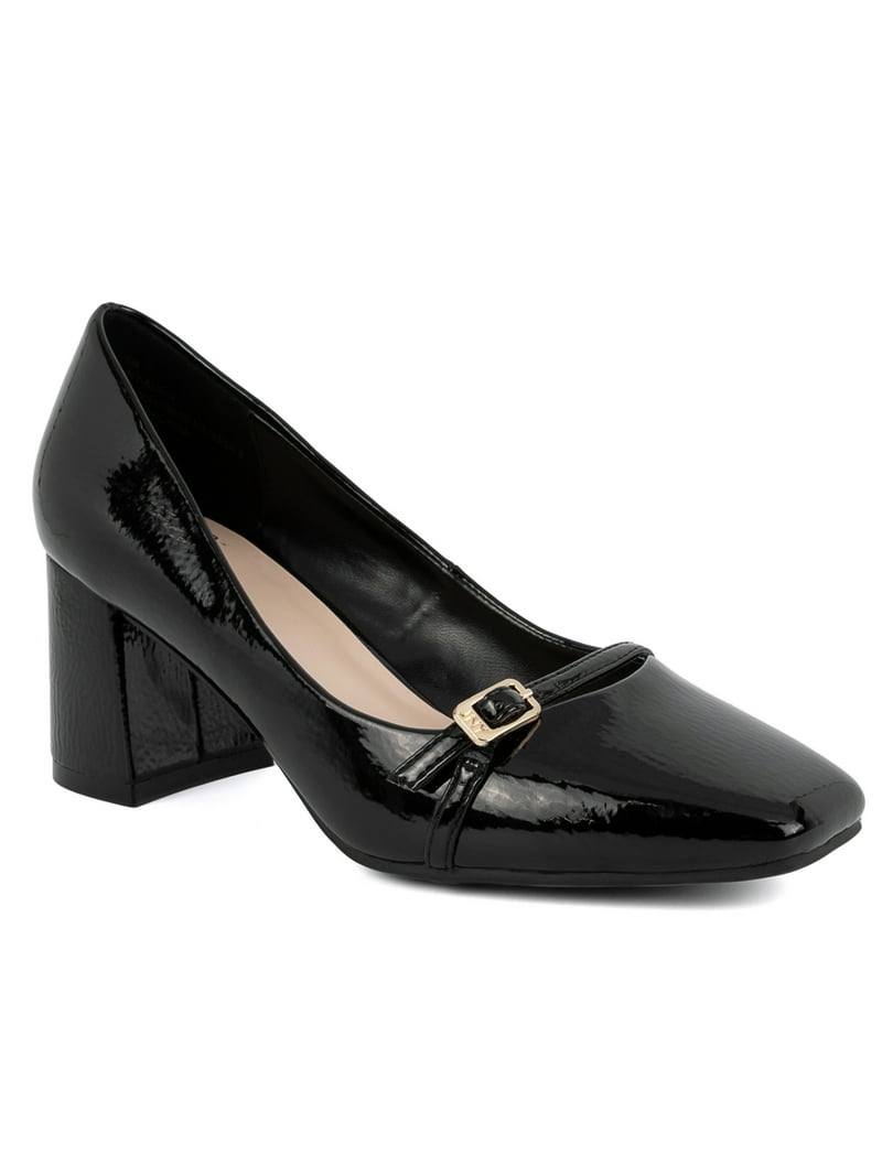 Jones New York BLACK PATENT Women's Aubin Block Heel Dress