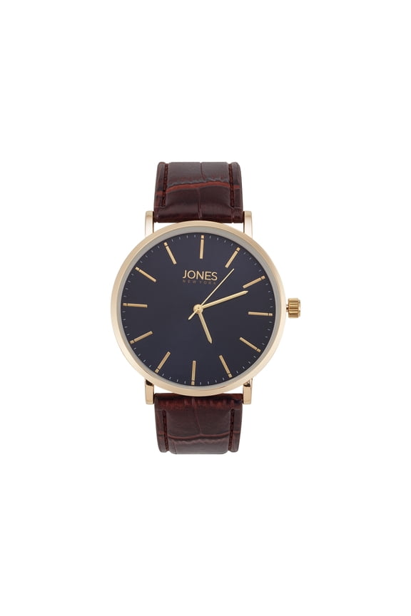 Men's Brown Croco Leather Strap Watch 44mm