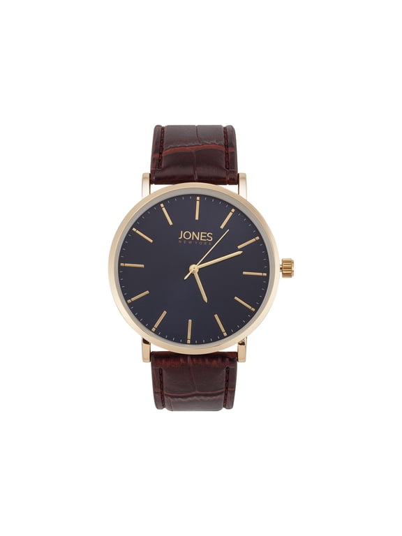 Men's Brown Croco Leather Strap Watch 44mm