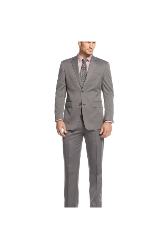 Mens Tonal Two Button Blazer Jacket, Grey, 44 Long