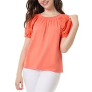 Jones New York Womens Coral Top Peasant Blouse, Orange, Petite, PP/PXS