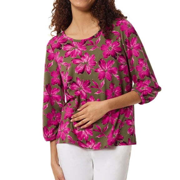 Jones New York Womens Floral Top Peasant Blouse, Multicoloured, Petite, PM