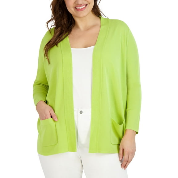 Jones New York Plus Size Open Front Cardigan Celadon 2X
