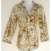 Jones New York Signature Snake Print, 3/4 Sleeve, Button Down Blouse, Womens Small