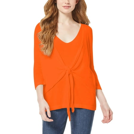 Jones New York Tie Front Twofer Sweater