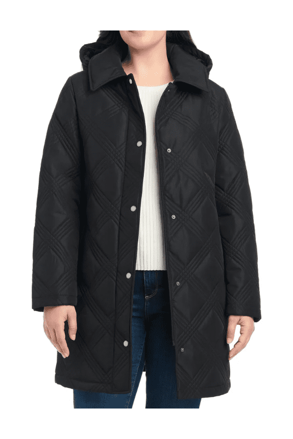 Women's Belted Quilt Jacket Black XL