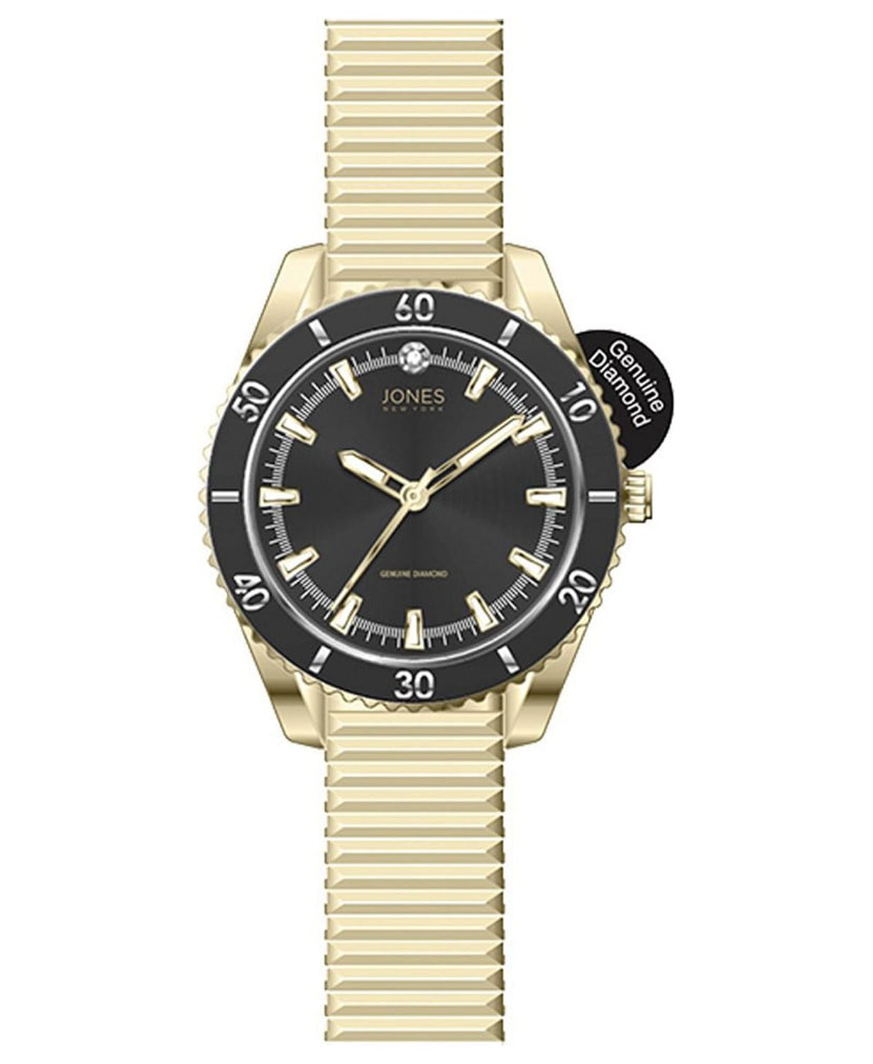 Jones New York Women's Black Dial and White Expansion Metal Strap
