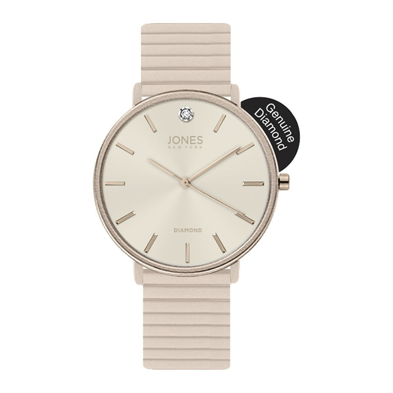 Jones New York Women s Genuine Diamond Rose Gold Tone Dial and Pink Rubber Strap Analog Watch Walmart