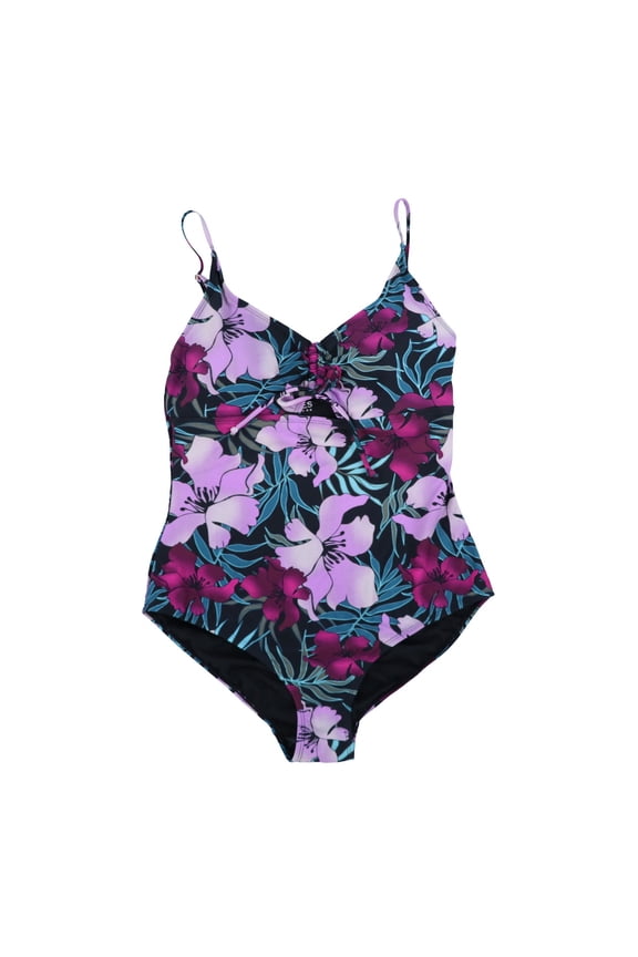 Women's One Piece Cut Out Swim Suit Purple M