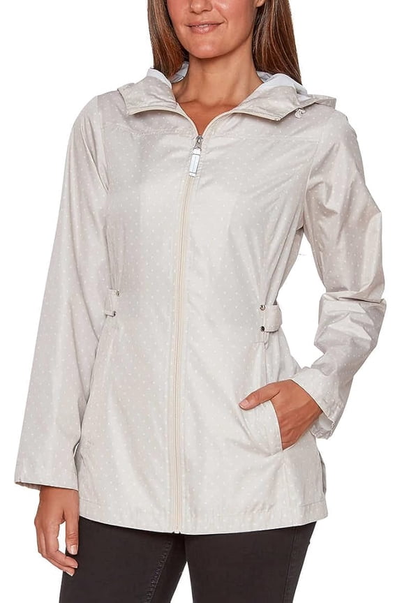 Women's Rain Jacket Parka In A Pocket Windbreaker (Sand with Dot, XX-Large)