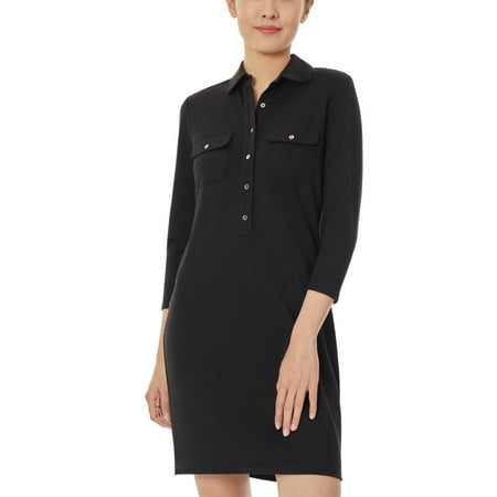 Jones New York Women's Ria Two Pocket Shirtdress Black Size Large