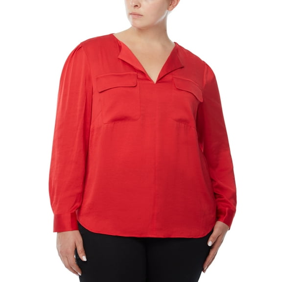 Jones New York Women's Utility Blouse Red Size 1X