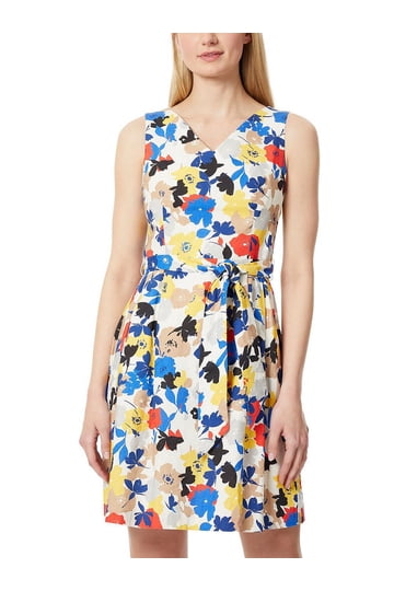 jones new york casual dresses JONES NEW YORK Women's Extended Cap Sleeve Swing Dress