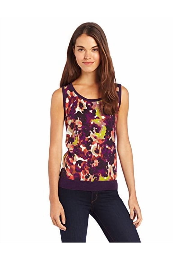 Womens Concord Floral Water Color Sleeveless Sweater S