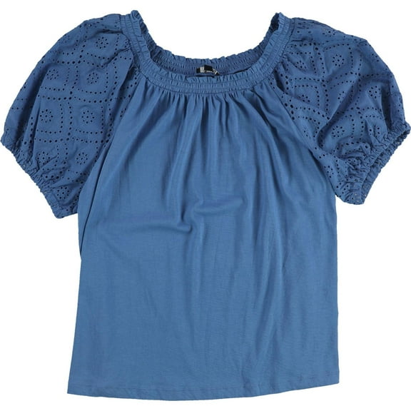 Jones New York Womens Coral Top Peasant Blouse, Blue, Petite, PXL