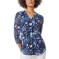thumbnail image 1 of Jones New York Womens Floral Top Peasant Blouse, Blue, Petite, PM, 1 of 1