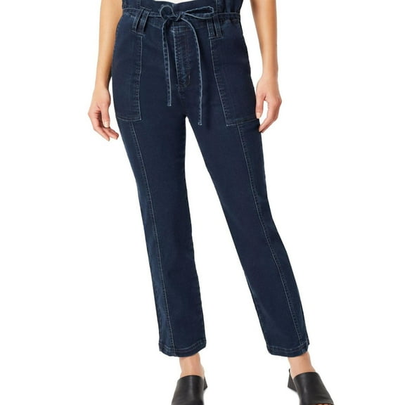 Jones New York Womens Belted Paperbag Waist Curvy Fit Jeans, Blue, 8
