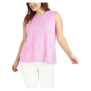 Jones New York Womens Plus Floral Print Crewneck Pullover Top
