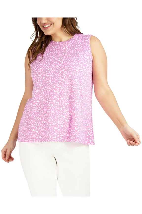 Womens Plus Floral Print Crewneck Pullover Top