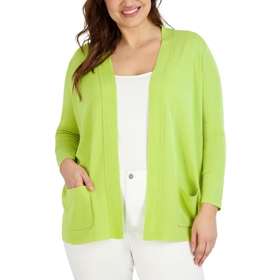Jones New York Womens Plus Knit Open Front Cardigan Sweater