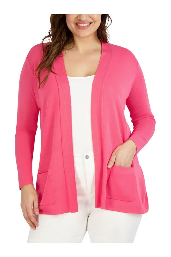 Womens Plus Knit Open Front Cardigan Sweater