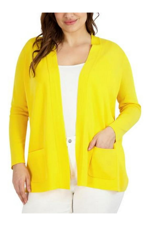 Womens Plus Open Front Knit Cardigan Sweater