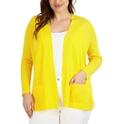 Jones New York Womens Plus Open Front Knit Cardigan Sweater