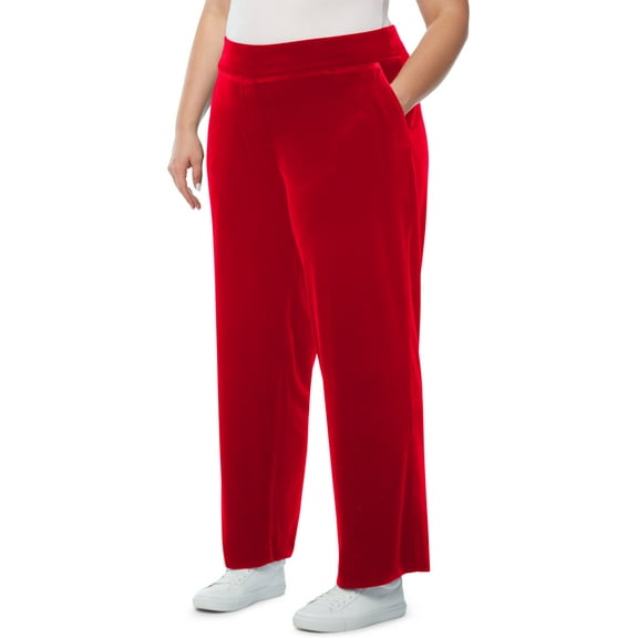 Jones New York Womens Plus Velour Stretch Straight Leg Pants