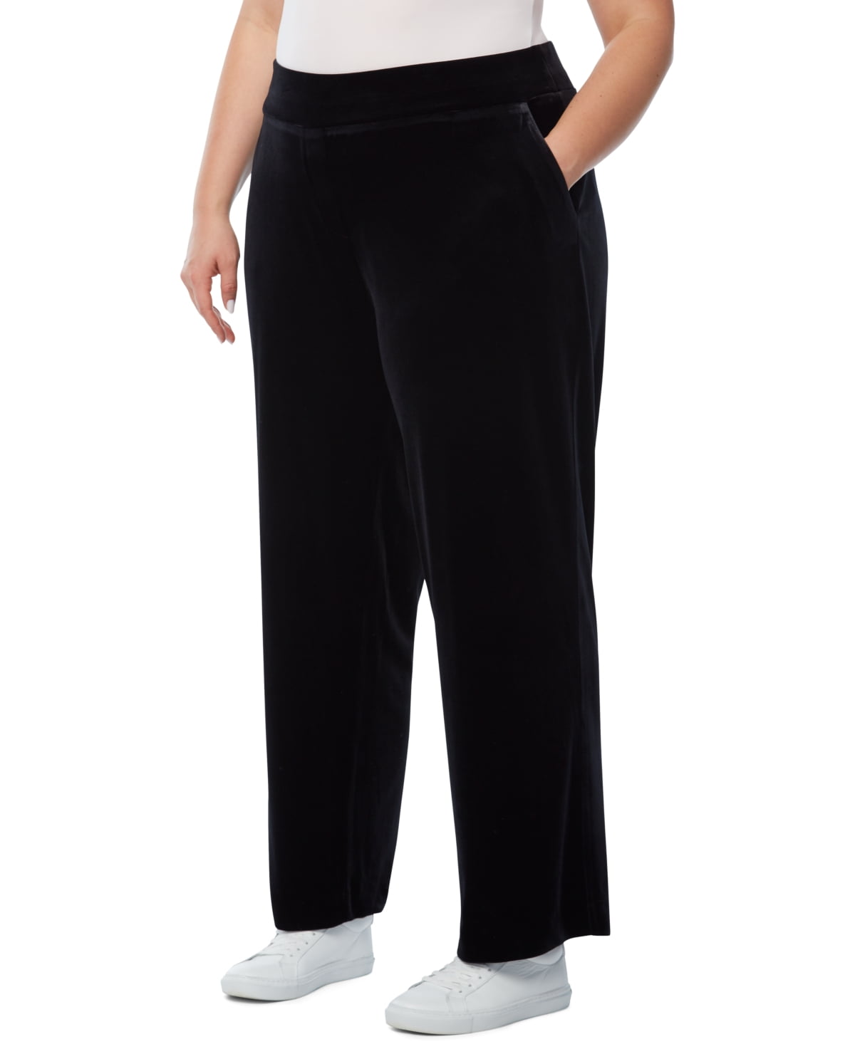 Women Fuchsia Velvet Elasticated Straight Pants