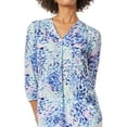 thumbnail image 1 of Jones New York Womens Printed 2/4 Sleeve Knit Blouse, Blue, X-Small, 1 of 1