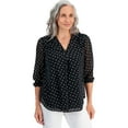 thumbnail image 1 of Jones New York Womens Printed Kelly Knit Blouse, Black, Petite, PP/PXS, 1 of 2