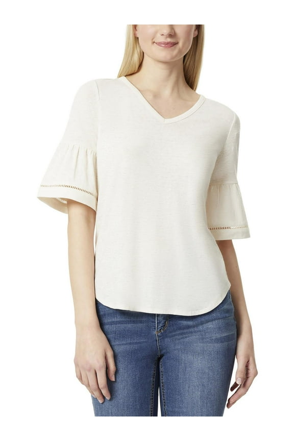 Womens Slub V Neck Pullover Top