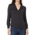 thumbnail image 1 of Jones New York Womens Simplified Utility Pullover Blouse, Black, Small, 1 of 3