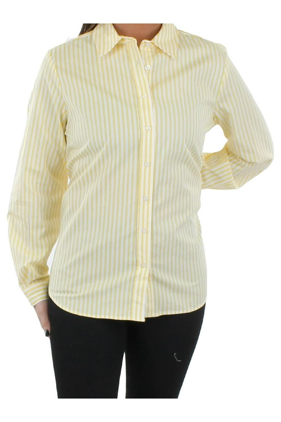 Womens Slim Fit Button Down Blouse Top Sunflower And Nyc White XL